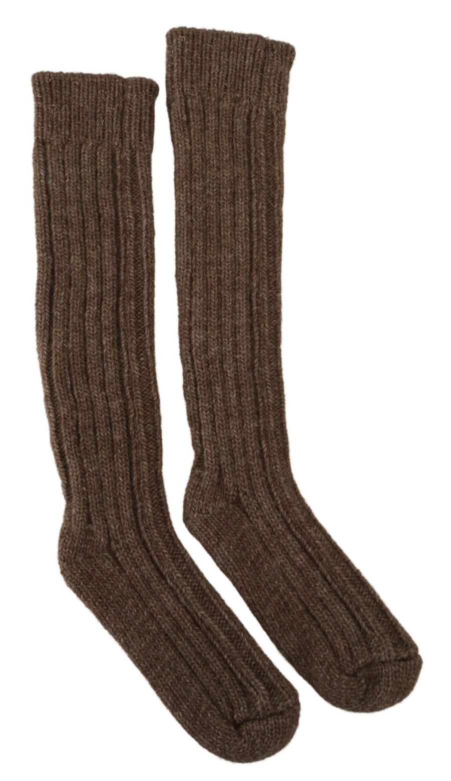 Women Dolce & Gabbana Women'S Tights And Socks | Dolce & Gabbana Brown Wool Knit Calf Long Women Socks