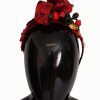 Women Dolce & Gabbana Women'S Headbands | Dolce & Gabbana Cherry Silk Crystal Bow Logo Diadem Tiara Headband