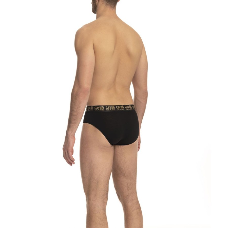 Men Cavalli Class Men'S Underwear | Cavalli Class Elegant Dual Pack Logo Waistband Briefs