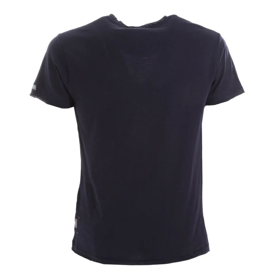 Men Yes Zee Men'S T-Shirts | Yes Zee Chic V-Neck Pocket Tee In Cool Blue