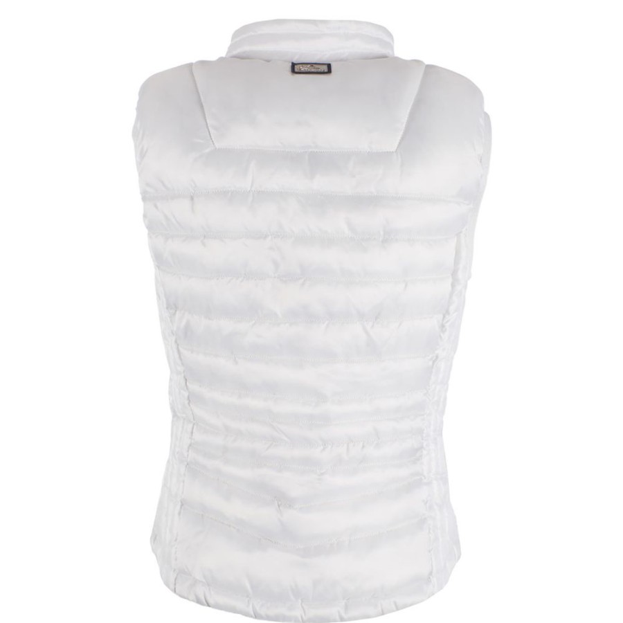 Women Yes Zee Women'S Vest | Yes Zee Chic White Sleeveless Technical Vest