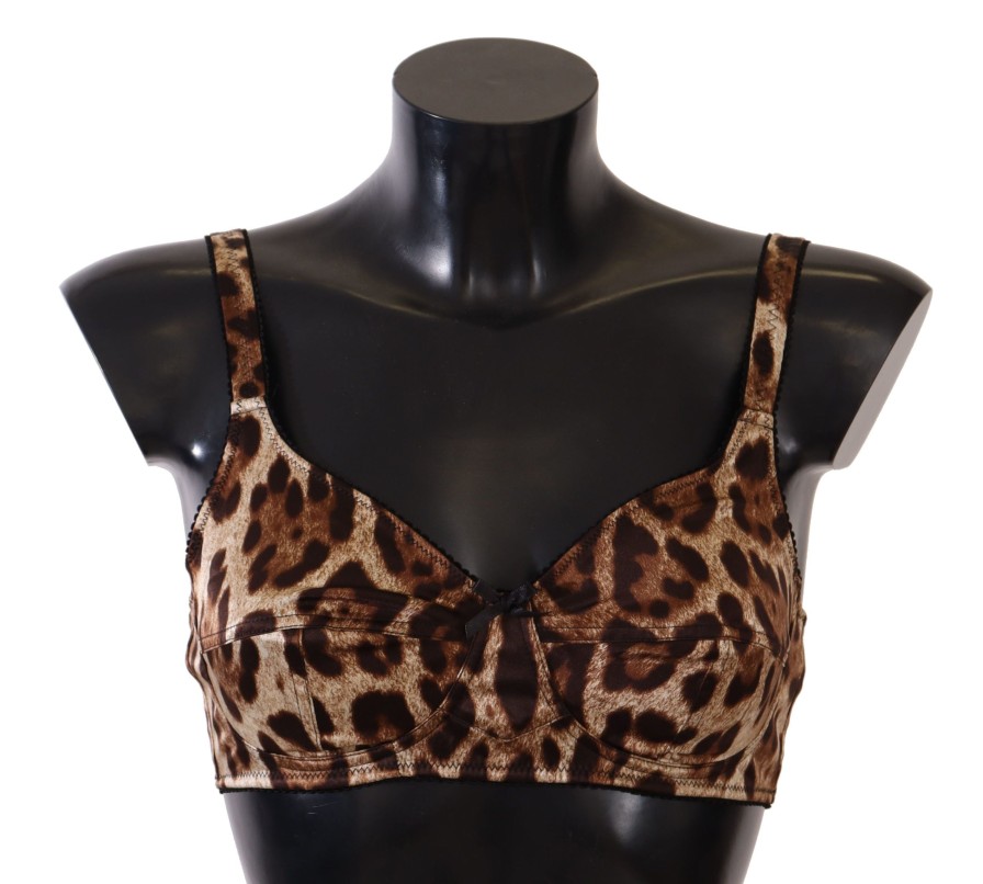 Women Dolce & Gabbana Women'S Underwear | Dolce & Gabbana Brown Leopard Women Bra Underwear