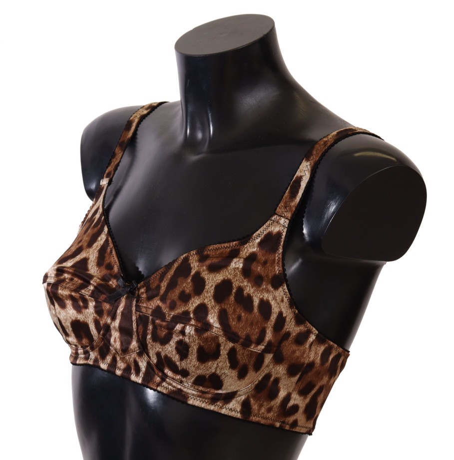 Women Dolce & Gabbana Women'S Underwear | Dolce & Gabbana Brown Leopard Women Bra Underwear