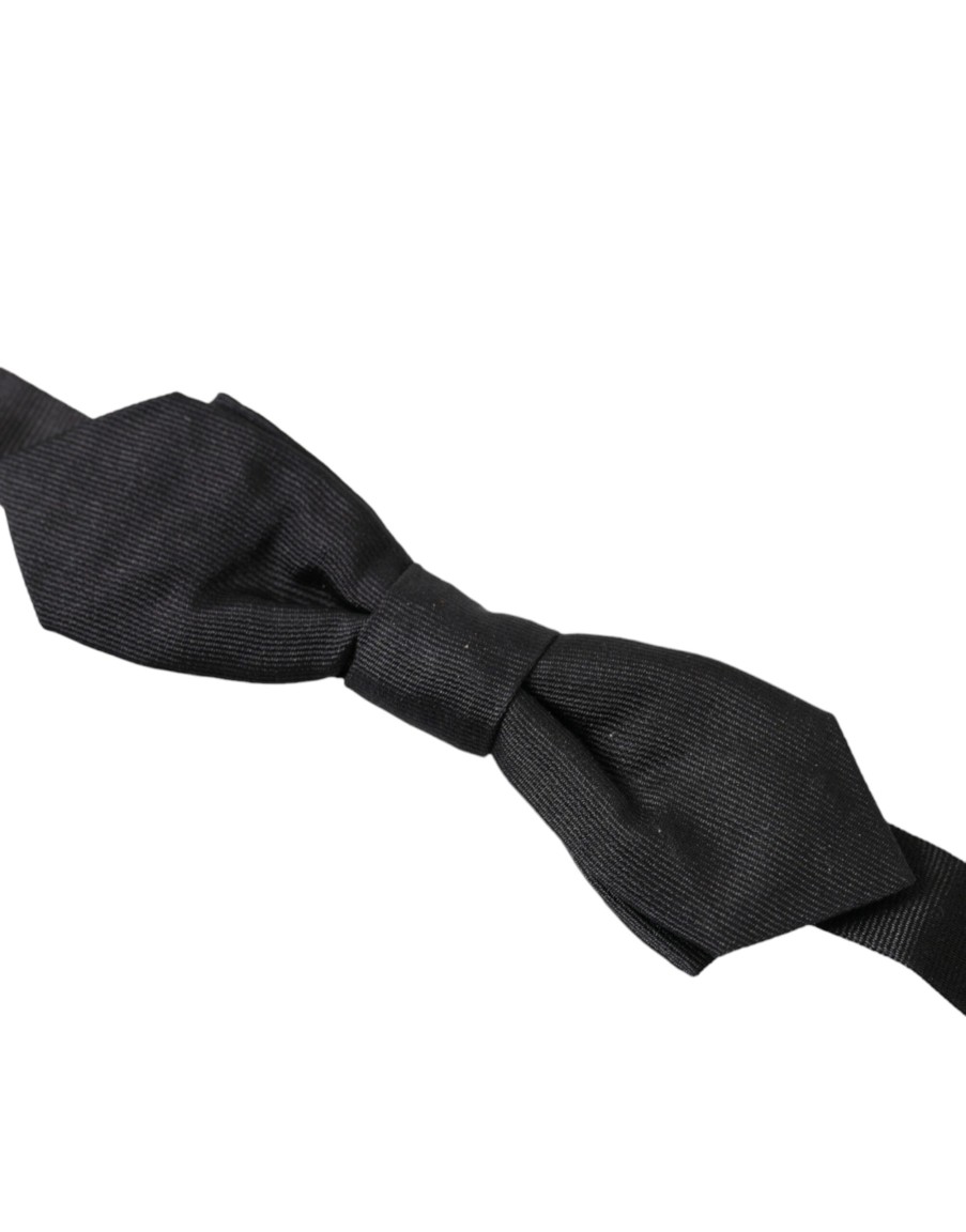 Men Dolce & Gabbana Men'S Ties & Bowties | Dolce & Gabbana Black Silk Adjustable Neck Men Papillon Bow Tie