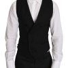 Men Dolce & Gabbana Men'S Vests | Dolce & Gabbana Gray Wool Double Breasted Waistcoat Vest