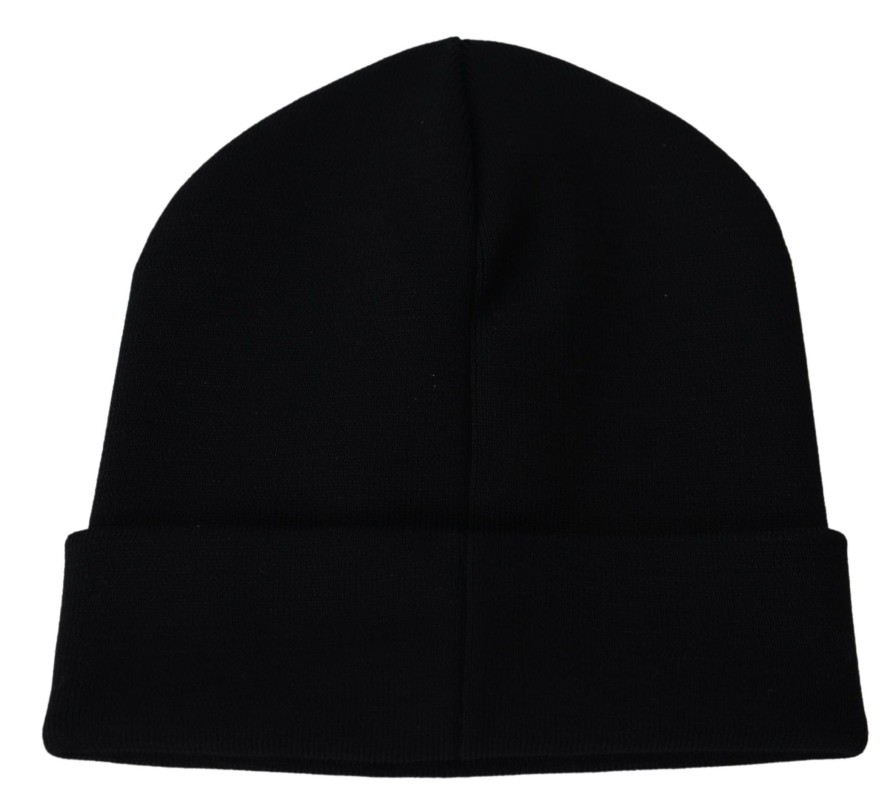 Men Givenchy Men'S Hats & Caps | Givenchy Black Wool Unisex Winter Warm Beanie Hat