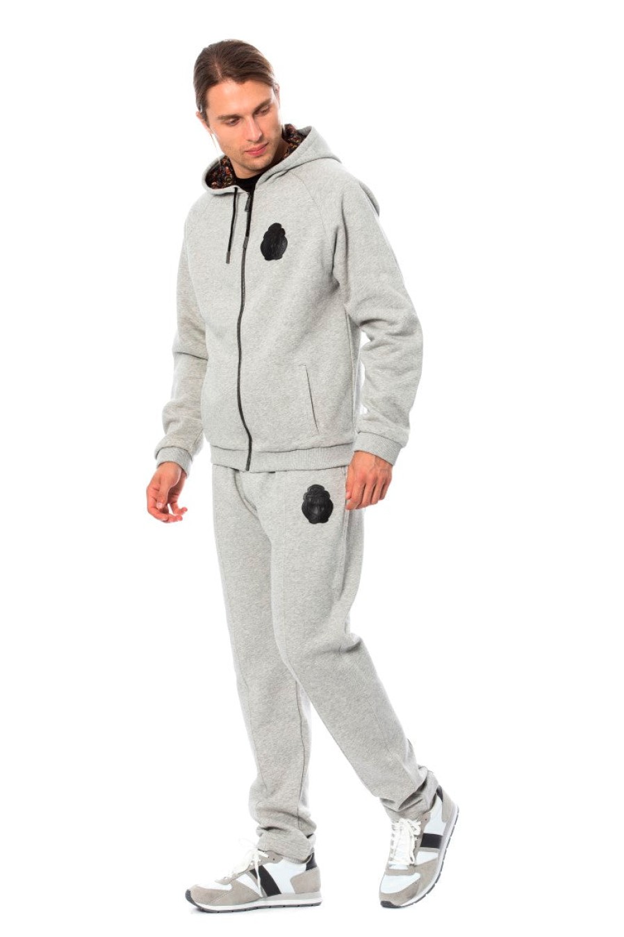 Men Billionaire Italian Couture Men'S Sweatsuit | Billionaire Italian Couture Gray Cotton Hooded Sweatsuit - Genuine Authentic Brand Llc