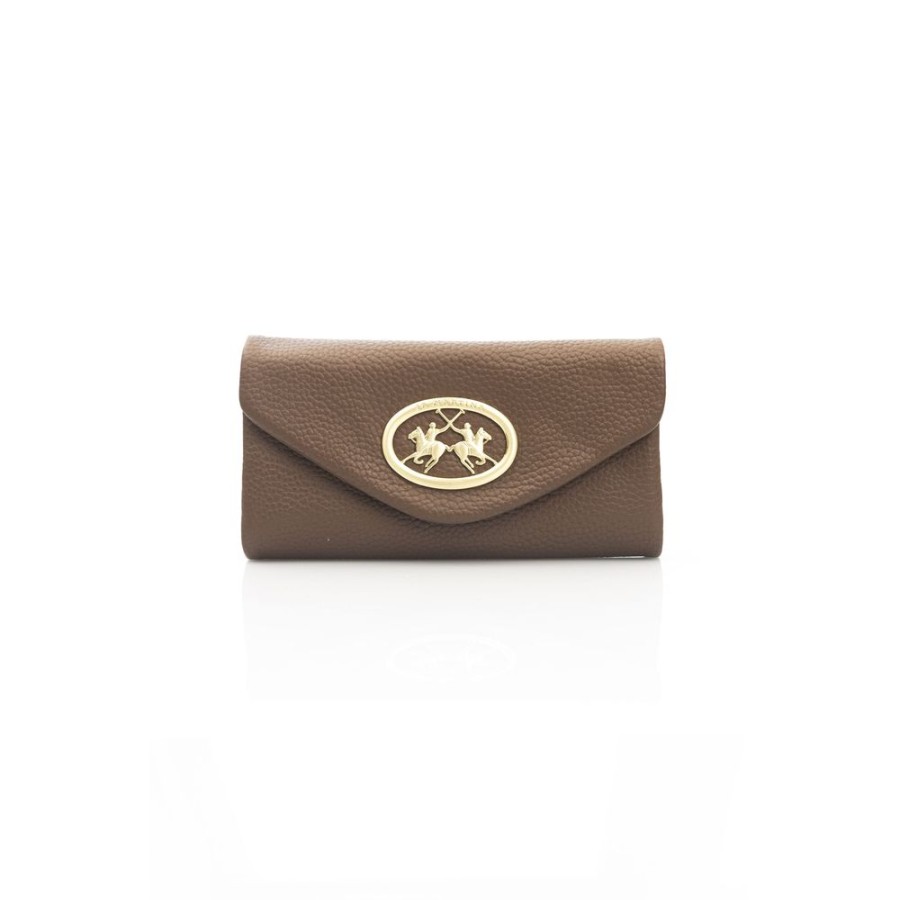 Women La Martina Women'S Wallets | La Martina Elegant Brown Leather Wallet With Magnetic Closure