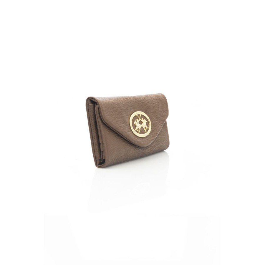 Women La Martina Women'S Wallets | La Martina Elegant Brown Leather Wallet With Magnetic Closure