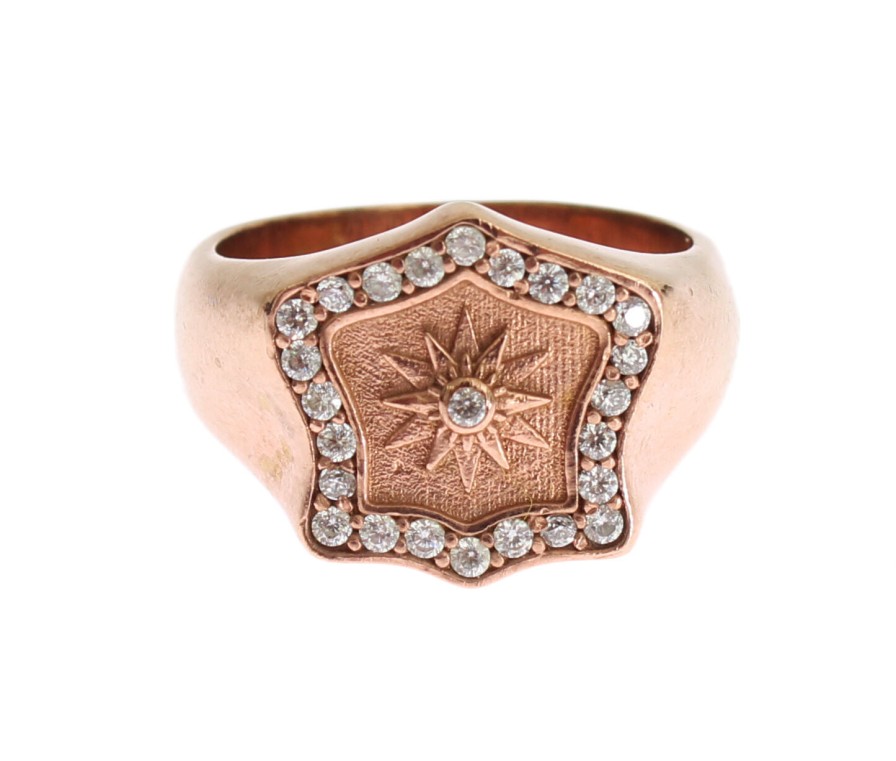 Women Nialaya Women'S Rings | Nialaya Pink Gold 925 Silver Authentic Clear Ring