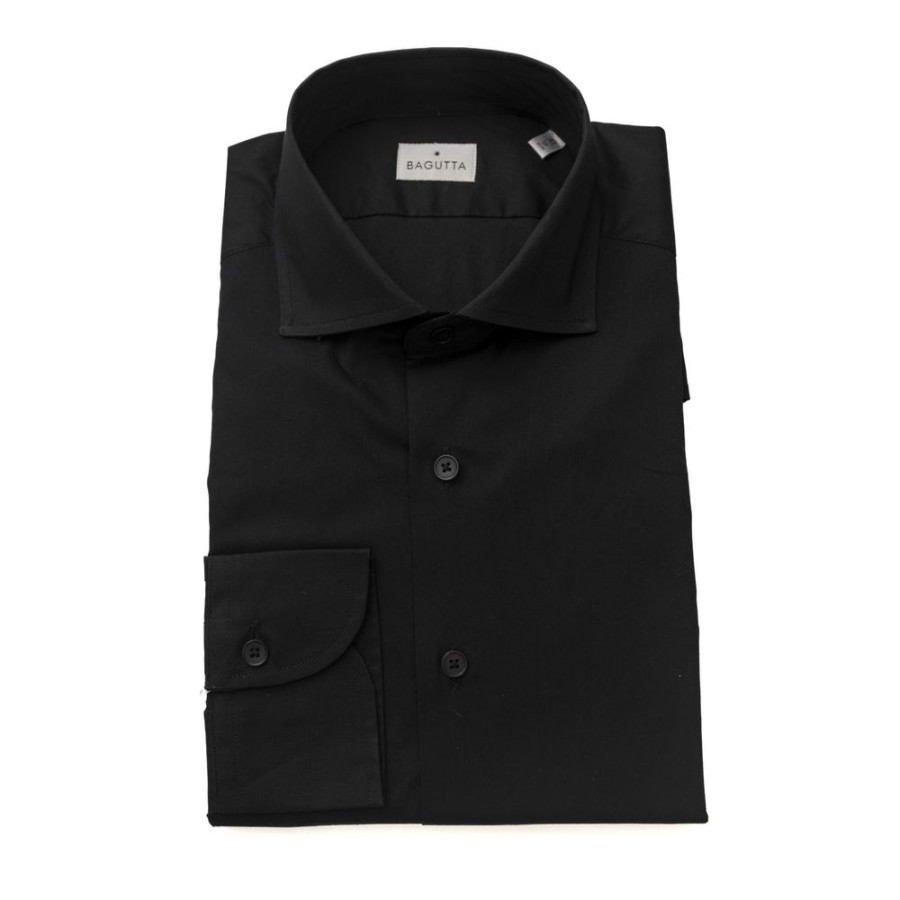 Men Bagutta Men'S Shirts | Bagutta Sleek Cotton Blend Slim Fit Shirt With French Collar