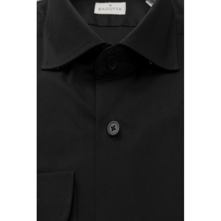 Men Bagutta Men'S Shirts | Bagutta Sleek Cotton Blend Slim Fit Shirt With French Collar