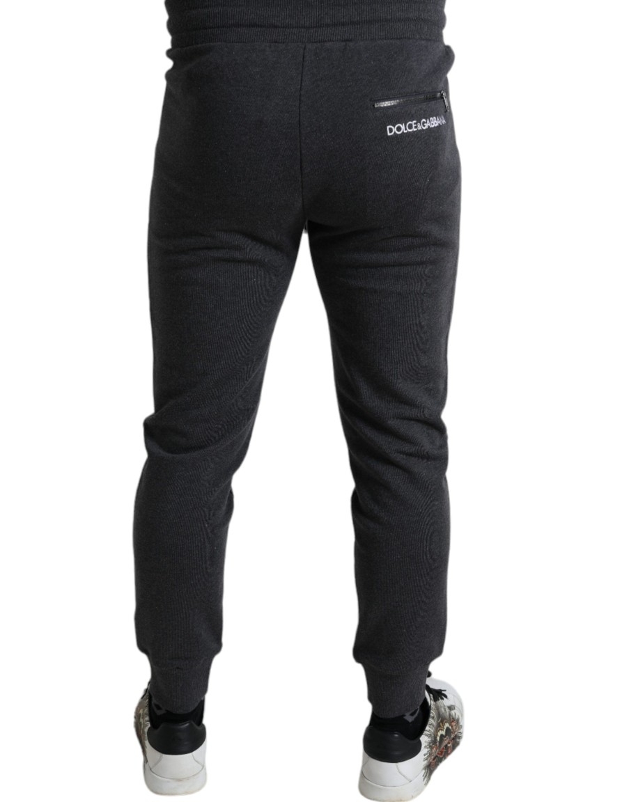 Men Dolce & Gabbana Men'S Jeans & Pants | Dolce & Gabbana Melange Grey Cotton Jogger Sweatpants Pants