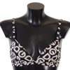 Women Dolce & Gabbana Women'S Swimwear | Dolce & Gabbana Black White Dg Print Non Wire Cotton Bra Underwear