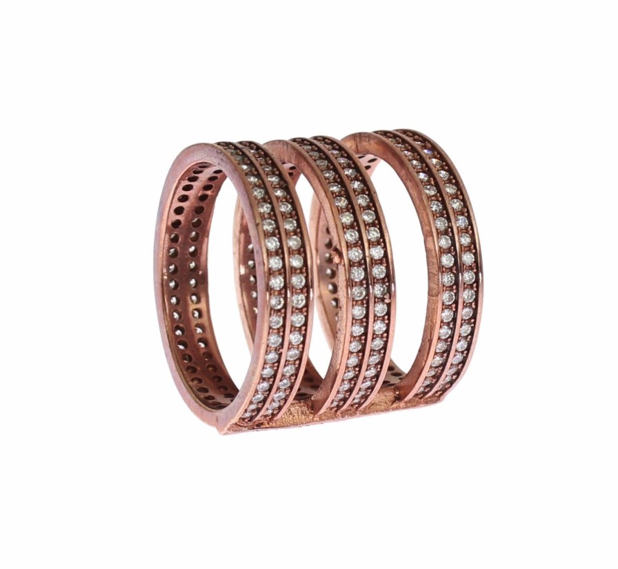 Women Nialaya Women'S Rings | Nialaya Gold 925 Silver Clear Cz Pink Ring