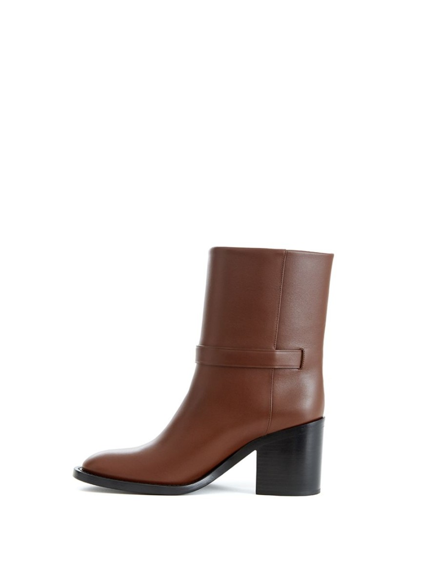 Women Burberry Women'S Boots | Burberry Brown Leather Ankle Boots