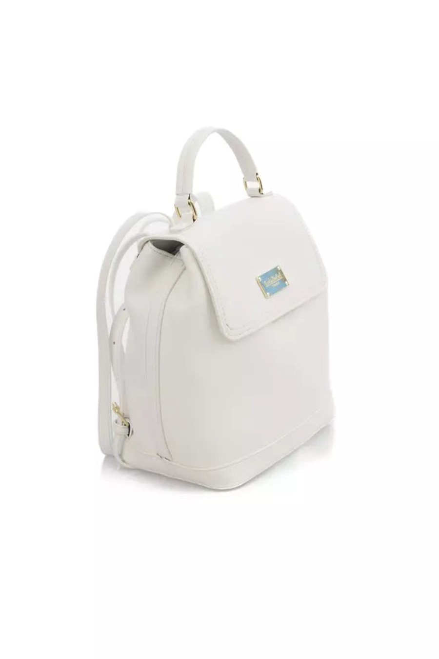 Women Baldinini Trend Women Backpacks | Baldinini Trend White Polyurethane Backpack - Genuine Authentic Brand Llc