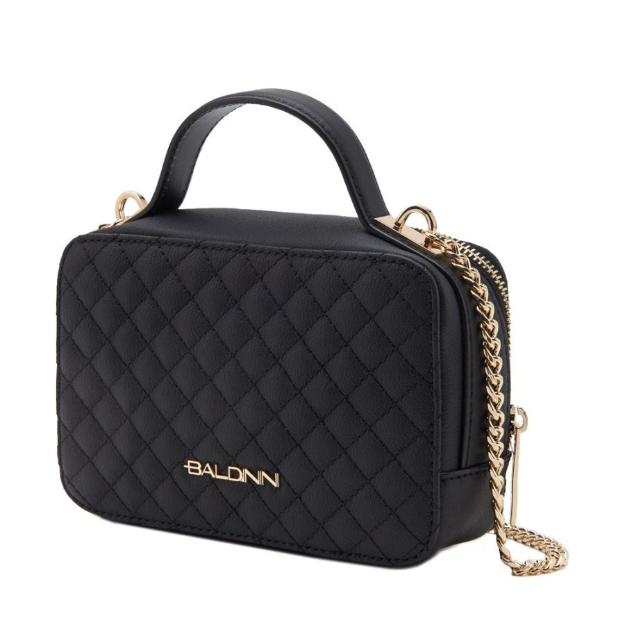 Women Baldinini Trend Women'S Handbags | Baldinini Trend Quilted Calfskin Camera Handbag - Elegant Black