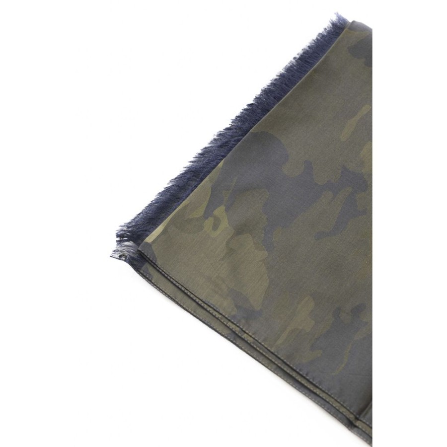 Men Trussardi Men'S Scarves | Trussardi Army-Toned Cotton Silk Blend Scarf