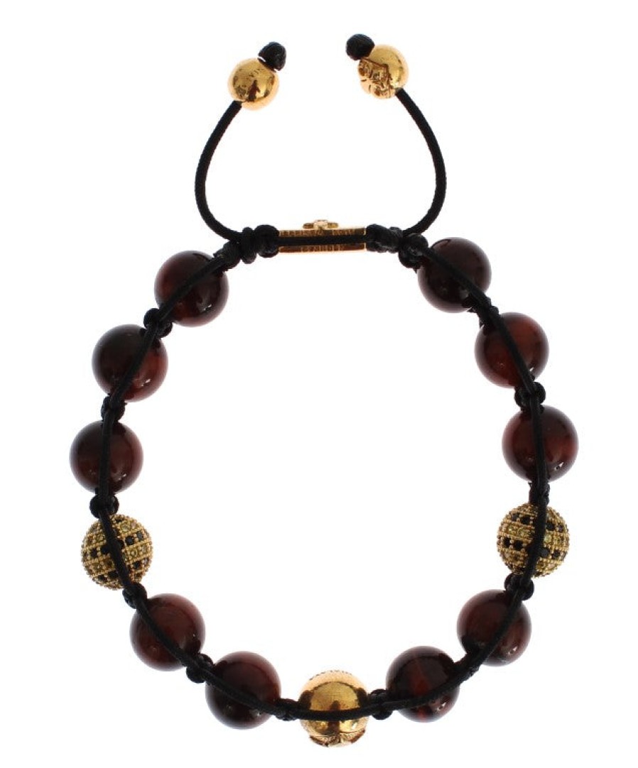 Women Nialaya Women'S Bracelets | Nialaya Cz Red Tigers Eye Gold 925 Silver Bracelet