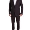 Men Dolce & Gabbana Men'S Suits | Dolce & Gabbana Maroon 2 Piece Single Breasted Martini Suit