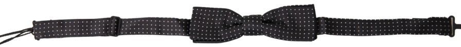 Men Dolce & Gabbana Men'S Ties & Bowties | Dolce & Gabbana Black Polka Dot Silk Adjustable Men Neck Papillon Bow