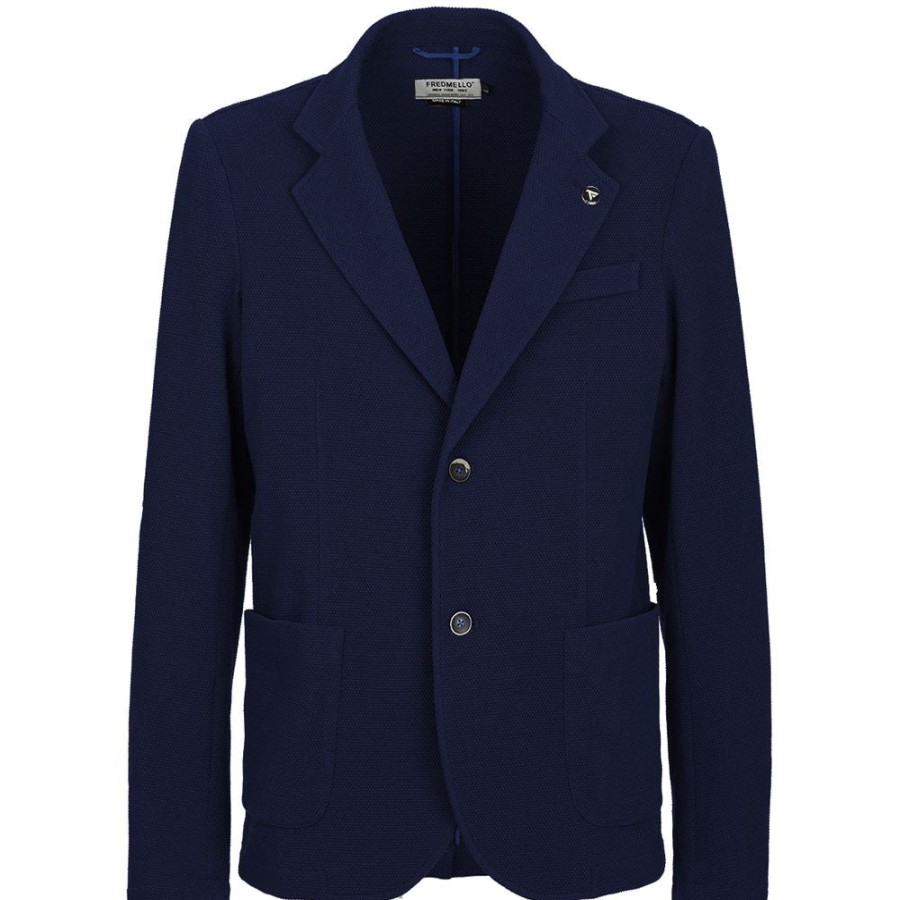 Men Fred Mello Men'S Blazers | Fred Mello Chic Honeycomb Weave Cotton Blend Jacket