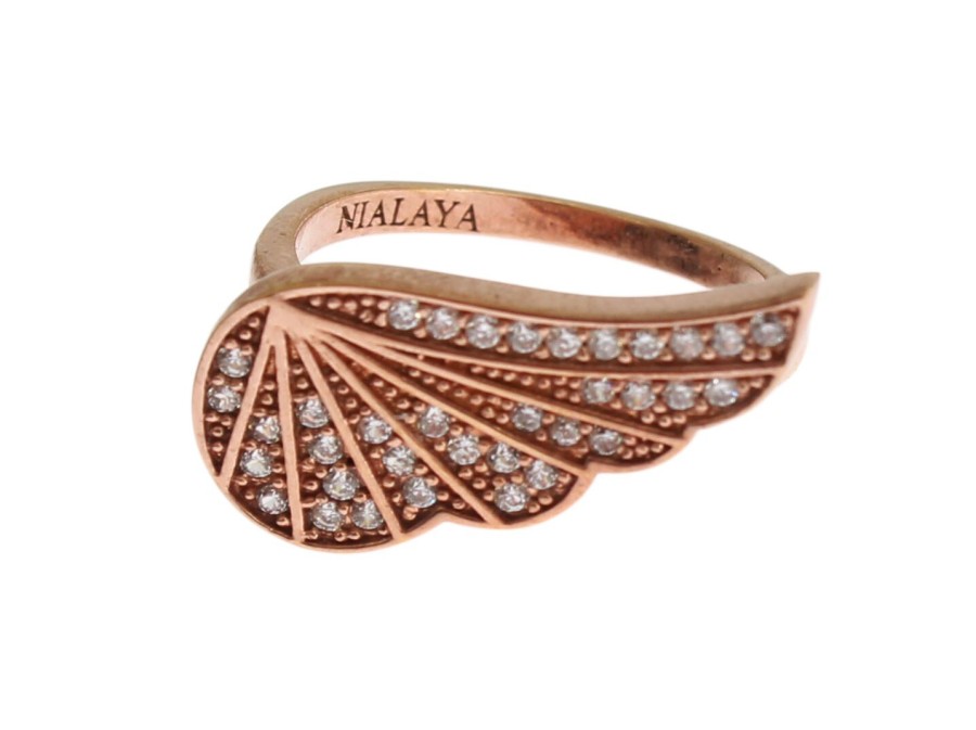 Women Nialaya Women'S Rings | Nialaya Pink Gold 925 Silver Womens Clear Cz Ring