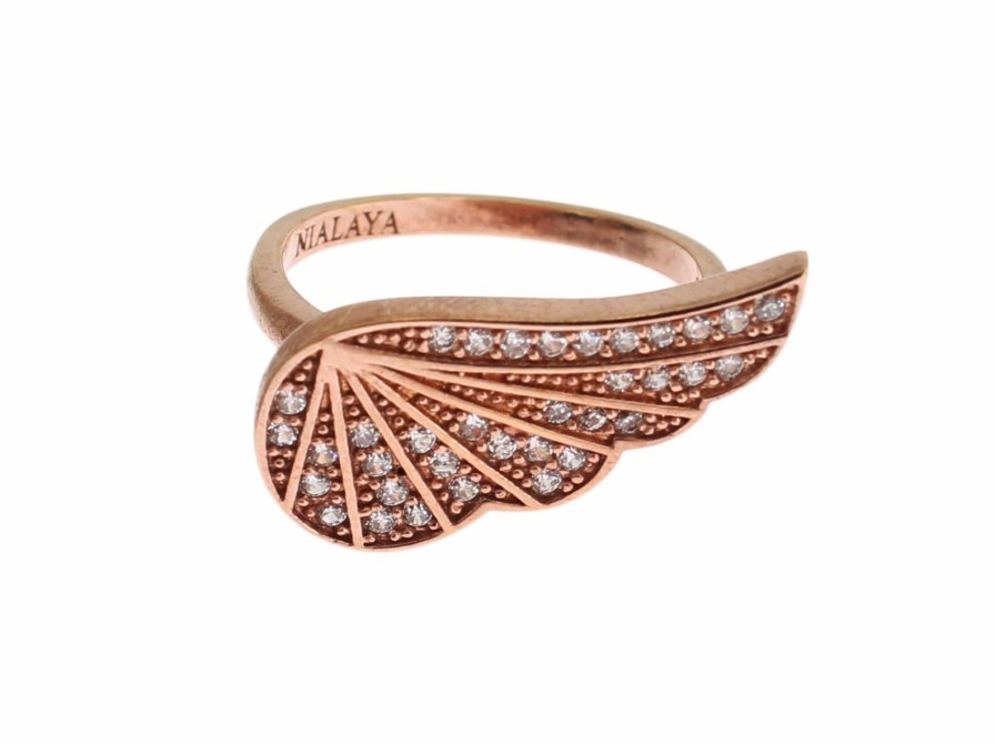 Women Nialaya Women'S Rings | Nialaya Pink Gold 925 Silver Womens Clear Cz Ring