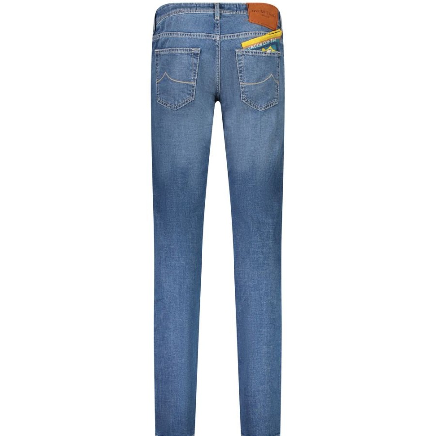 Men Jacob Cohen Men'S Jeans & Pants | Jacob Cohen Elegant Light Blue Stretch Cotton Denim