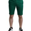 Men Dolce & Gabbana Men'S Shorts | Dolce & Gabbana Deep Green Cotton Stretch Men Bermuda Shorts