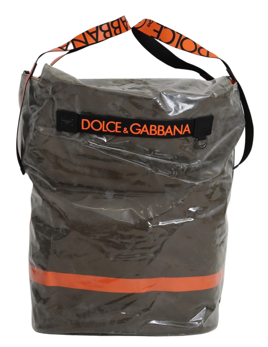 Men Dolce & Gabbana Men'S Luggage And Travel | Dolce & Gabbana Cotton Men Large Fabric Green Shopping Tote Bag