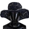 Women Dolce & Gabbana Women'S Hats | Dolce & Gabbana Blue Floral Lace Wide Brim Floppy Hat