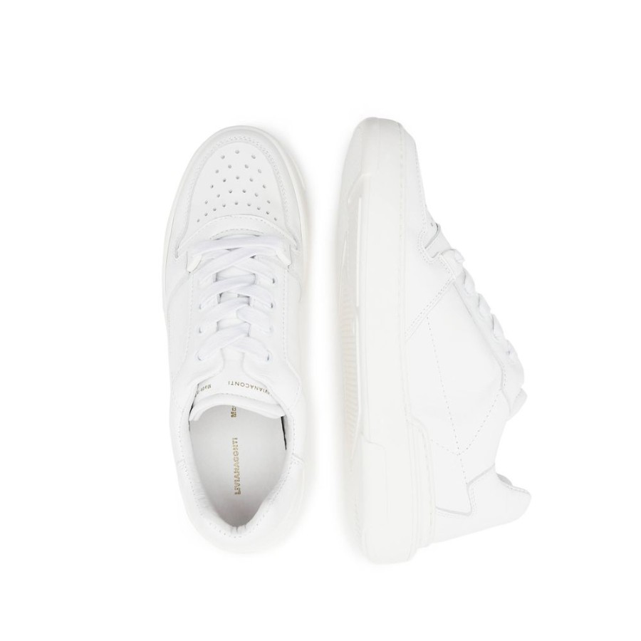 Women Liviana Conti Women'S Sneakers | Liviana Conti White Leather Sneakers With Gold Accents