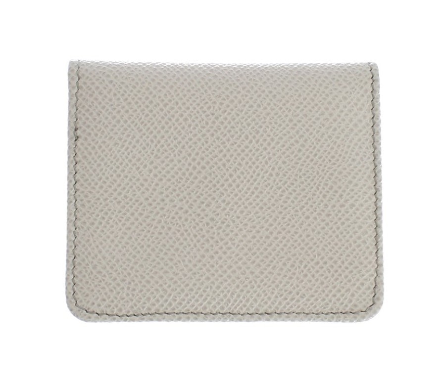 Men Dolce & Gabbana Men'S Leather Accessories | Dolce & Gabbana White Dauphine Leather Case Wallet