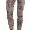 Women Dolce & Gabbana Women'S Tights And Socks | Dolce & Gabbana White Floral Print Stockings Nylon Tights