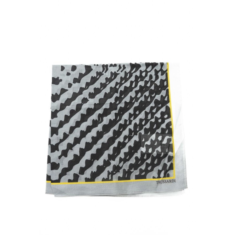 Men Trussardi Men'S Scarves | Trussardi Chic Gray Cotton Printed Scarf