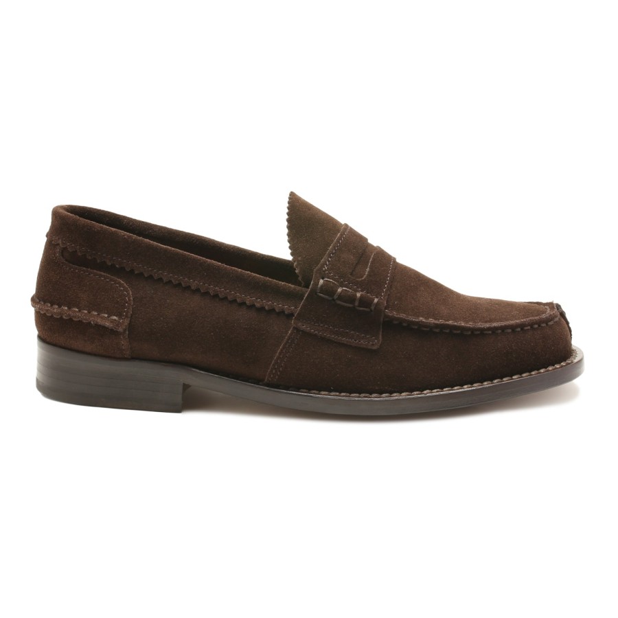 Men Saxone of Scotland Men'S Loafers | Saxone Of Scotland Dark Brown Suede Leather Mens Loafers Shoes