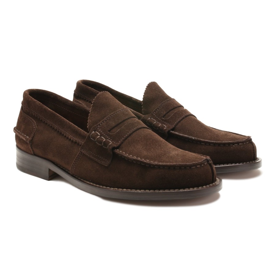 Men Saxone of Scotland Men'S Loafers | Saxone Of Scotland Dark Brown Suede Leather Mens Loafers Shoes