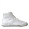 Men Dolce & Gabbana Men'S Sneakers | Dolce & Gabbana White Saint Tropez High Top Men Sneakers Shoes