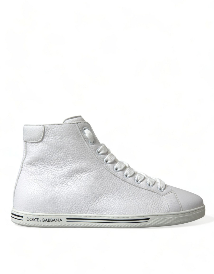 Men Dolce & Gabbana Men'S Sneakers | Dolce & Gabbana White Saint Tropez High Top Men Sneakers Shoes