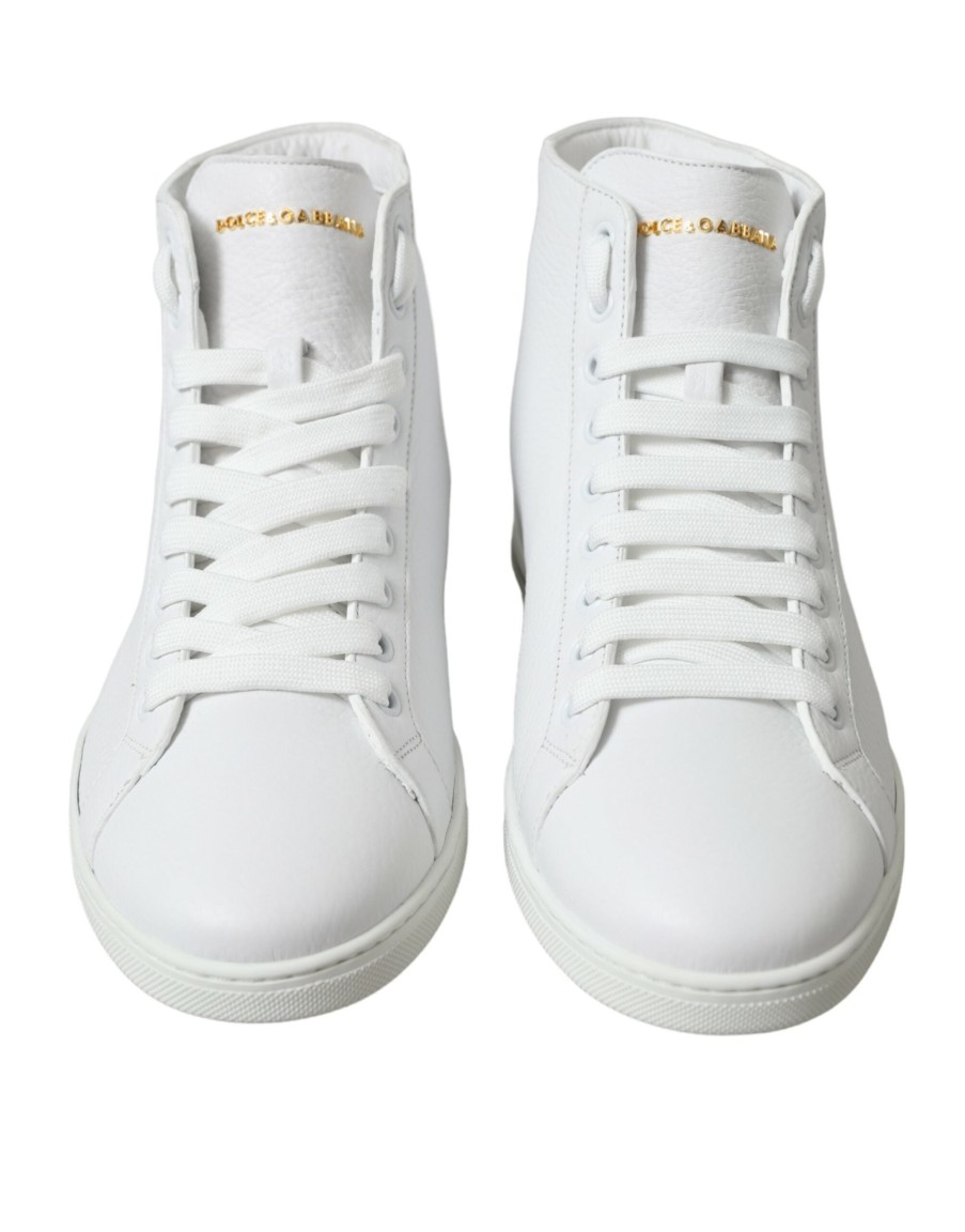 Men Dolce & Gabbana Men'S Sneakers | Dolce & Gabbana White Saint Tropez High Top Men Sneakers Shoes