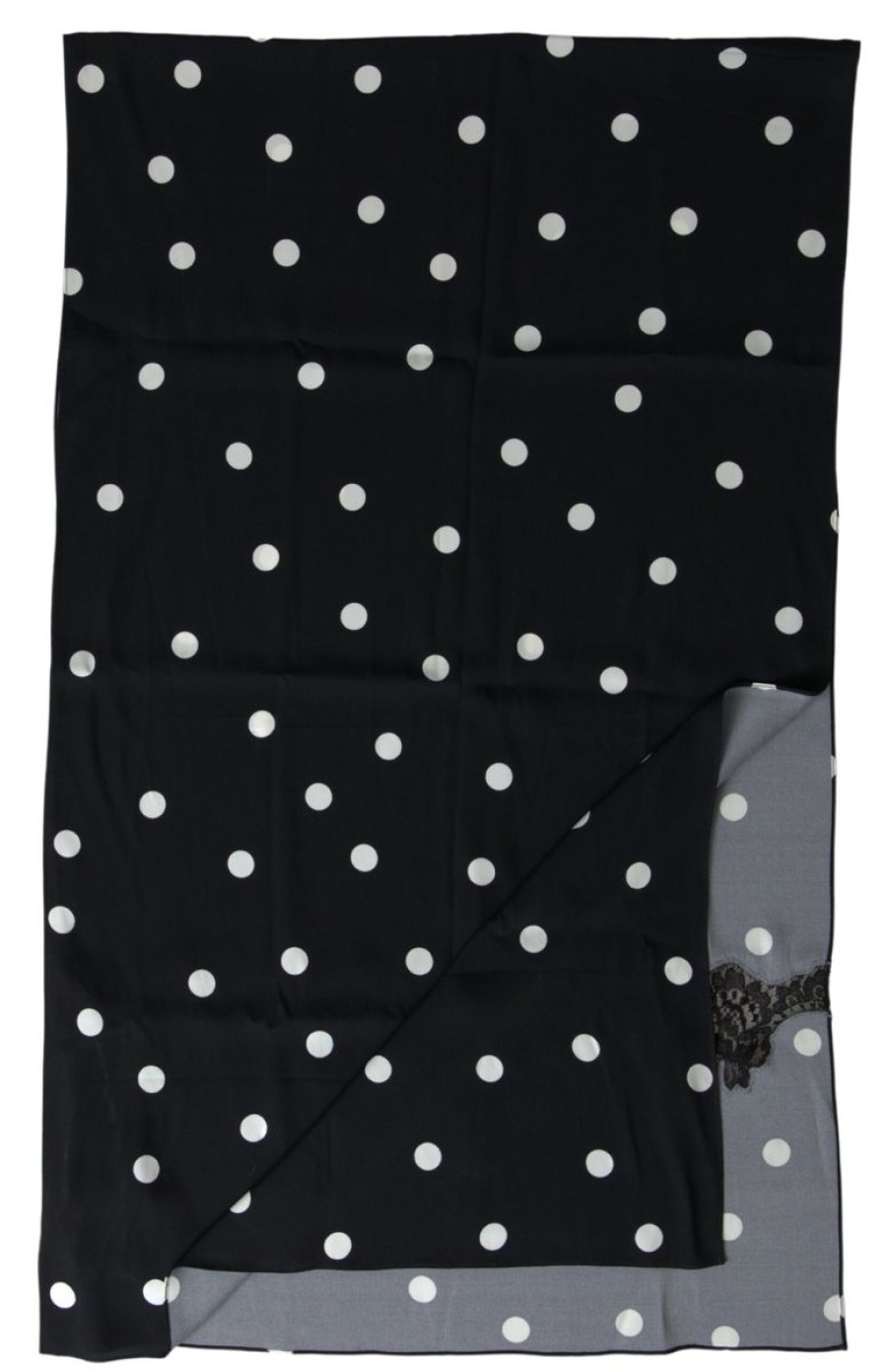 Women Dolce & Gabbana Women'S Scarves | Dolce & Gabbana Black Polka Dots Silk Shawl Foulard Scarf