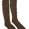 Women Dolce & Gabbana Women'S Tights And Socks | Dolce & Gabbana Brown Wool Knit Calf Long Women Socks