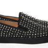 Men Christian Louboutin Men'S Loafers | Christian Louboutin Black/Crystal Sv Version Roller 1C1S Flat Shoes