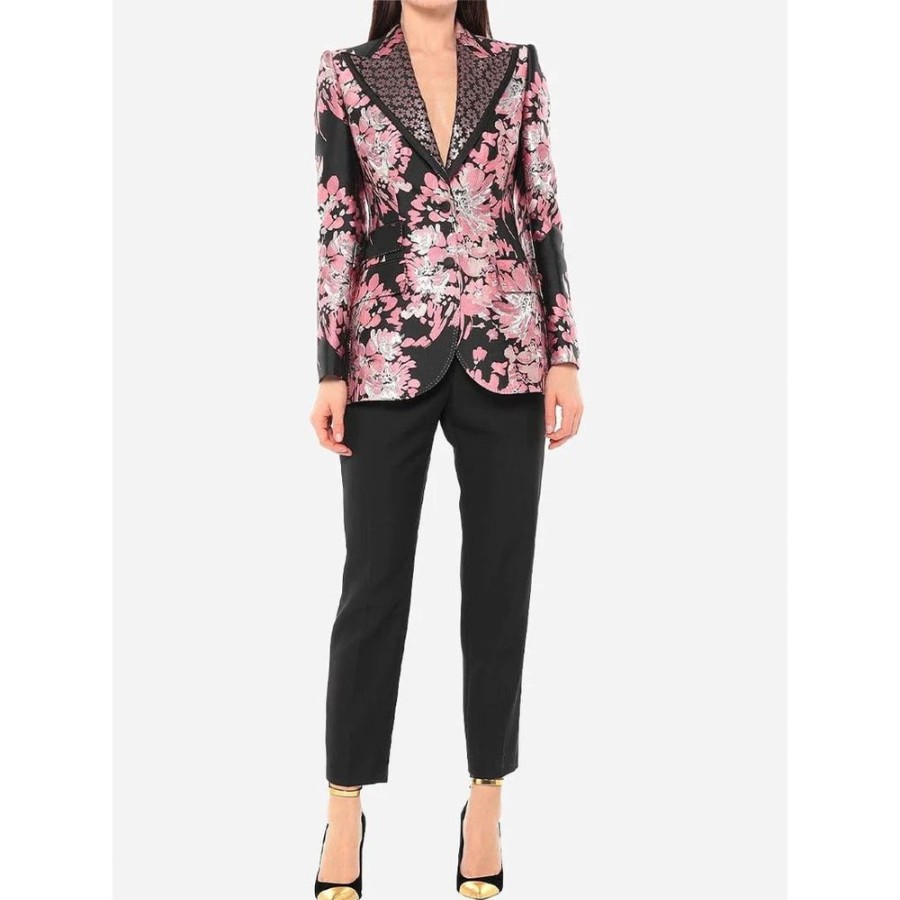 Women Dolce & Gabbana Women'S Suits & Blazers | Dolce & Gabbana Floral Jacquard Single-Breasted Jacket