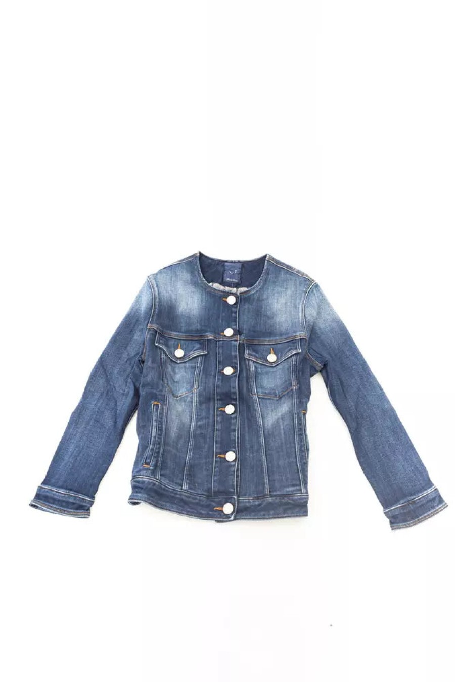 Women Jacob Cohen Women'S Suits & Blazers | Jacob Cohen Chic Blue Denim Jacket With Contrast Stitching