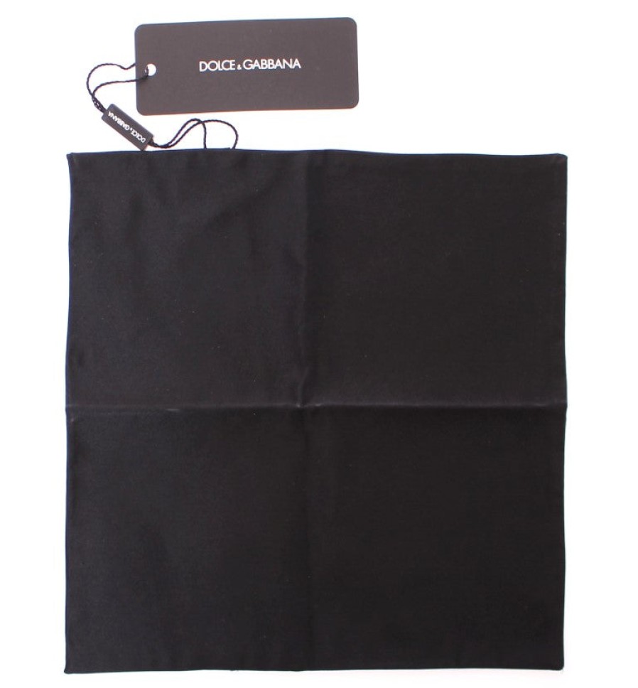 Men Dolce & Gabbana Men'S Handkerchief | Dolce & Gabbana Black Silk Handkerchief