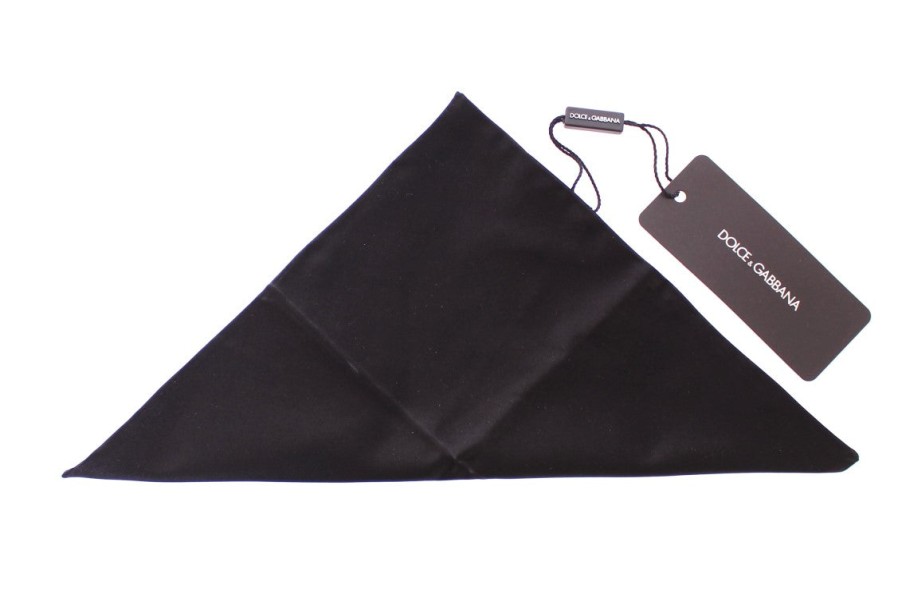 Men Dolce & Gabbana Men'S Handkerchief | Dolce & Gabbana Black Silk Handkerchief