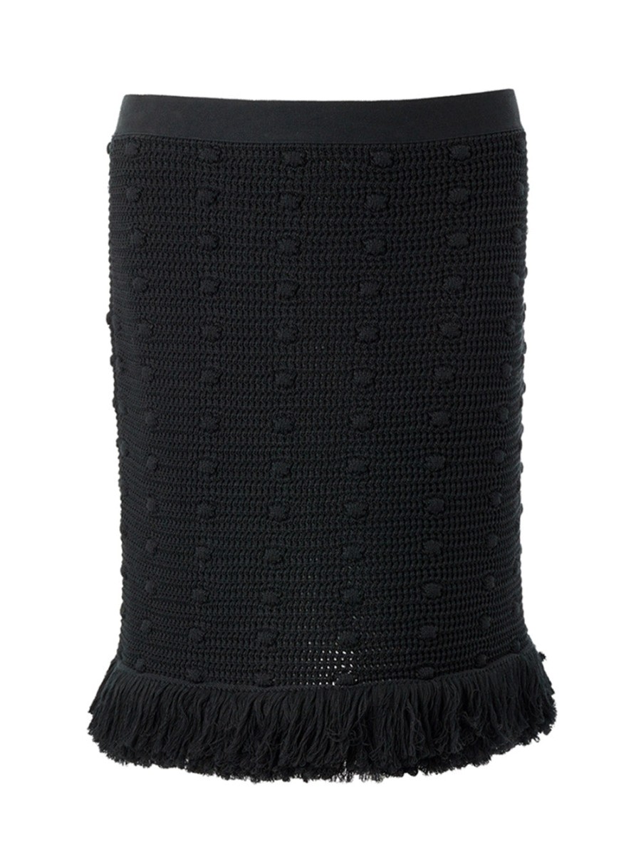 Women Bottega Veneta Women'S Skirts | Bottega Veneta Knitted Black Skirt